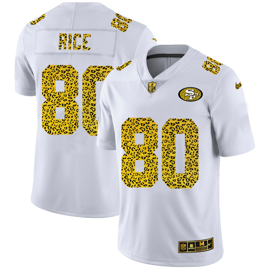 San Francisco 49ers #80 Jerry Rice Men Nike Flocked Leopard Print Vapor Limited NFL Jersey White->tennessee titans->NFL Jersey